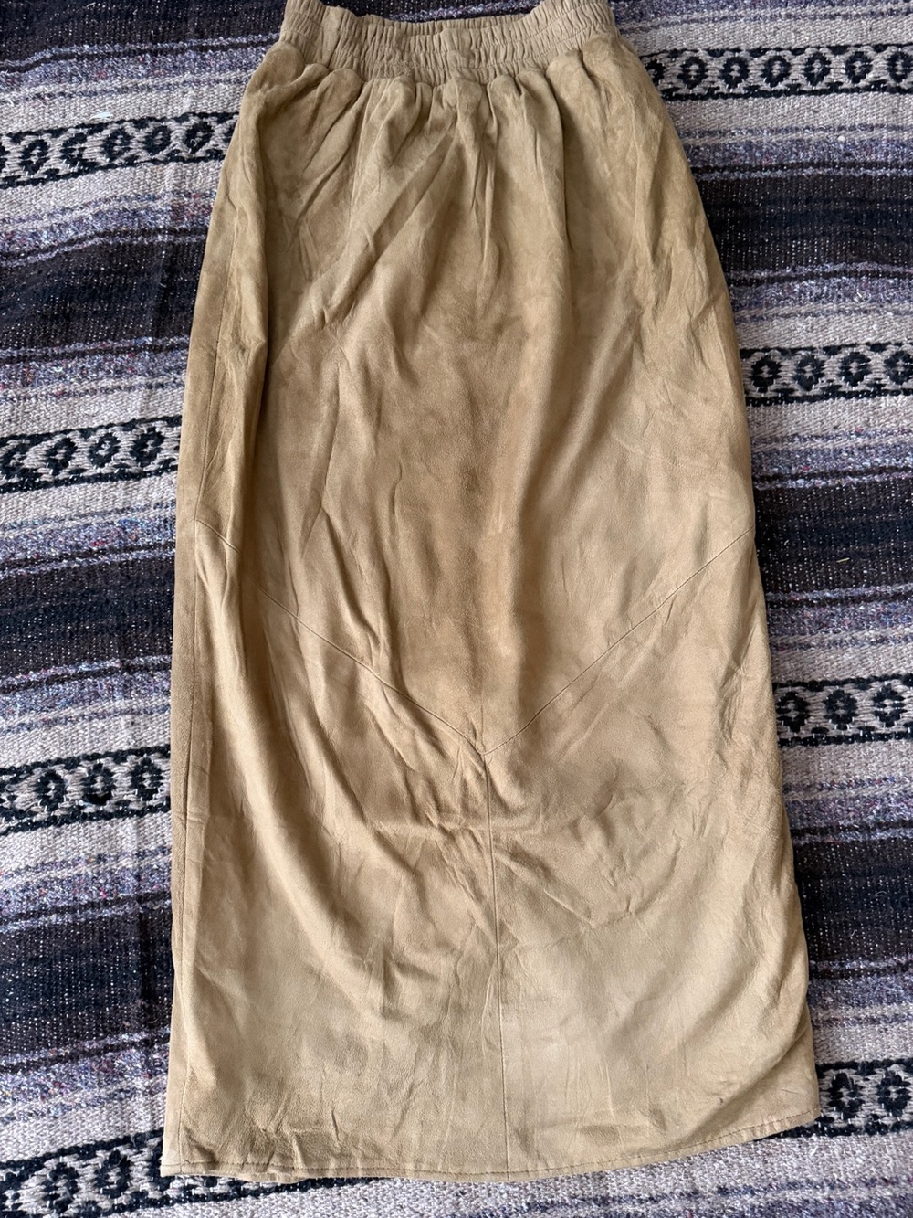 Vintage Vakko Genuine Suede Maxi Skirt Camel Brown Size S Western Chic